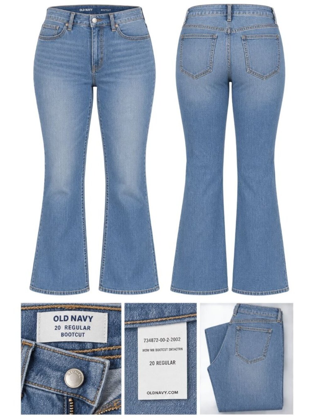 Old Navy Women's Size 20 Catarina Mid-Rise Boot-Cut Denim Blue Jeans NWT